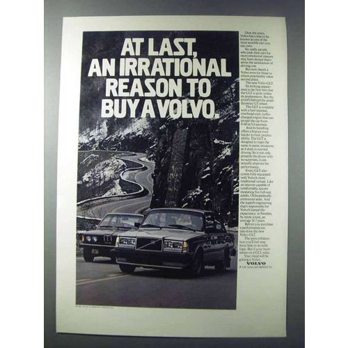 1981 Volvo GLT Car Ad - An Irrational Reason to Buy