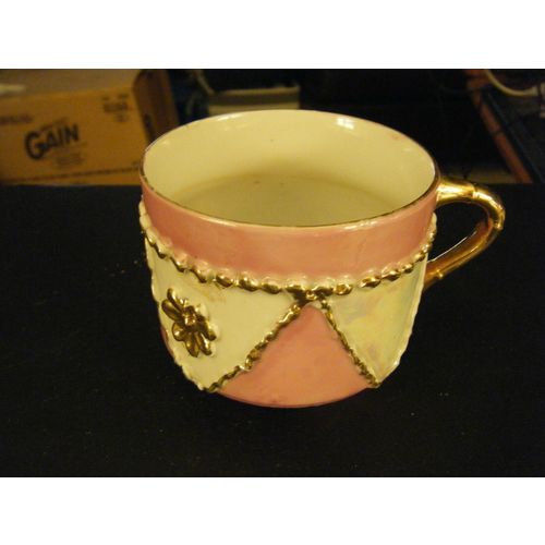 Vintage Pink & White w/Gold Trim Luster Ware Tea or Coffee Cup