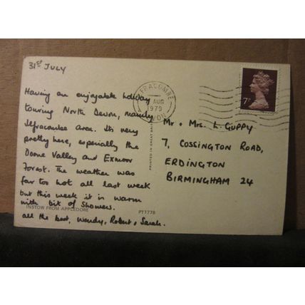 INSTOW from APPLEDORE, NORTH DEVON, used postcard 1979 pm =