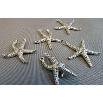 VINTAGE STERLING SILVER 5 STARFISH LOT 3D PENDANT CHARMS SEA OCEAN COAST