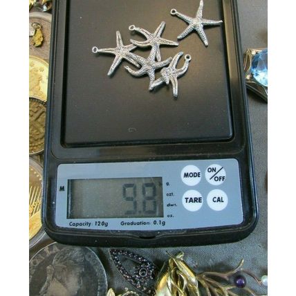 VINTAGE STERLING SILVER 5 STARFISH LOT 3D PENDANT CHARMS SEA OCEAN COAST