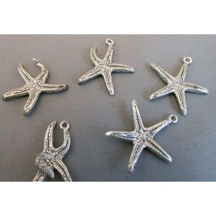 VINTAGE STERLING SILVER 5 STARFISH LOT 3D PENDANT CHARMS SEA OCEAN COAST