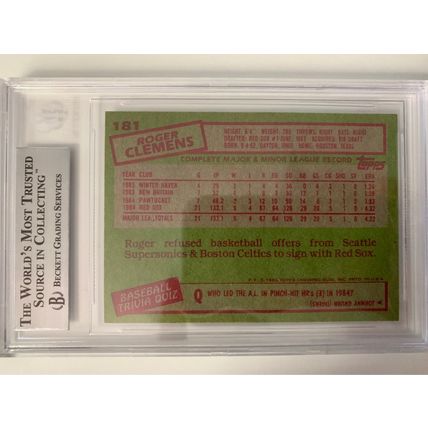 1985 Topps #181 Roger Clemens RC BGS Graded 9