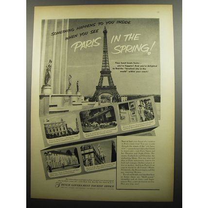1952 French Government Tourist Office Ad - Something happens to you inside