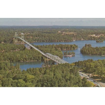 Thousand Islands Bridge Ontario Aerial Birds Eye Canada Canadian Postcard