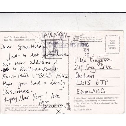Nicola Moss Land for Grass Eaters Postcard used crease