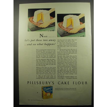 1932 Pillsbury's Cake Flour Ad - Now.. let's put these two away ..and see