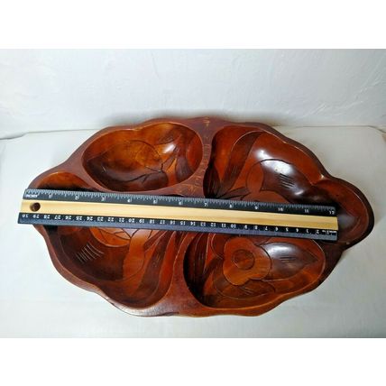 St. Maarten Wooden Tray for Serving; Chips, Candy, Decor - Unique Carved!
