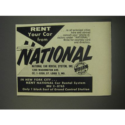 1956 National Car Rental Ad - Rent your car from National