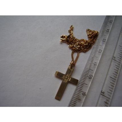 Gold Cross 2000 Millennium Hallmarked Solid Gold Pendant 9 ct K 375 Necklace