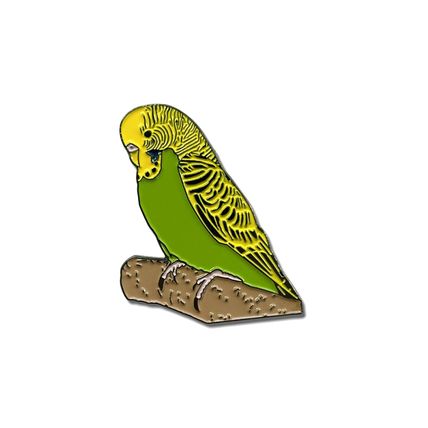 Green Budgie Budgerigar Bird Metal Collectors Enamel Pin Badge Brooch 33mm NEW