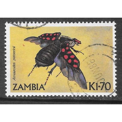 ZAMBIA 1986 INSECTS BEETLES RED SPOTTED BACK USED