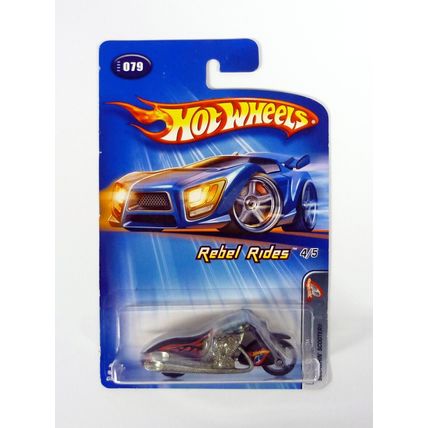 Hot Wheels Scorchin' Scooter #079 Rebel Rides 4/5 Black Die-Cast Motorcycle 2005