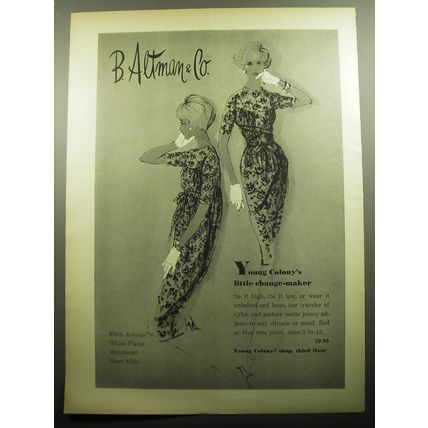 1958 B. Altman & Co. Dress Ad - Young Colony's little change-maker