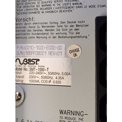 NEW PATRIOT 0310-1000-E000-00,BEST SMT1000T POWER SUPPLY 4.35A,230V,1000VA,BD