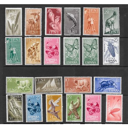 IFNI 1950 MINT MH RANGE INSECTS ANIMALS BOATS SPORTS BIRDS 22 STAMPS unchecked