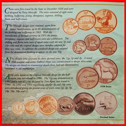 Ⰶ ANIMALS:IRELAND★1-2-5-10-20-50 PENCE 1 POUND 1998 BU RARE★LOW START★NO RESERVE