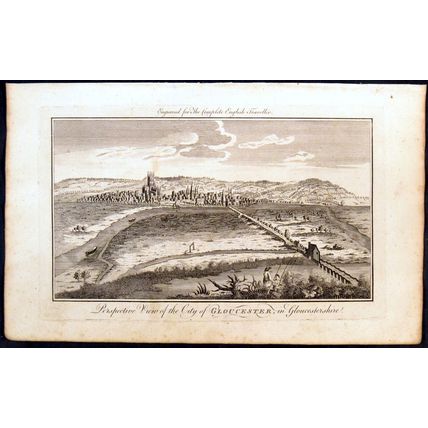 PERSPECTIVE VIEW OF THE CITY OF GLOUCESTER 1771 ANTIQUE ENGRAVING