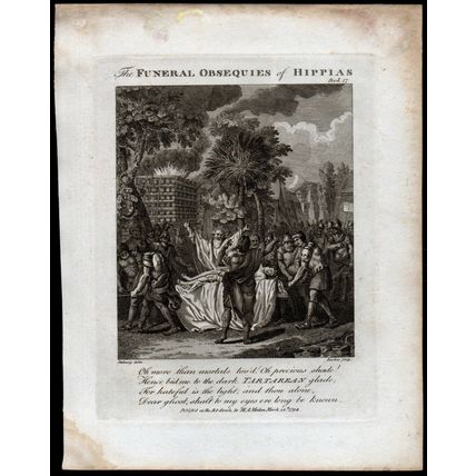 FUNERAL OBSEQUIES OF HIPPIAS 1794 John Barlow Louis Fabritius Dubourg ENGRAVING