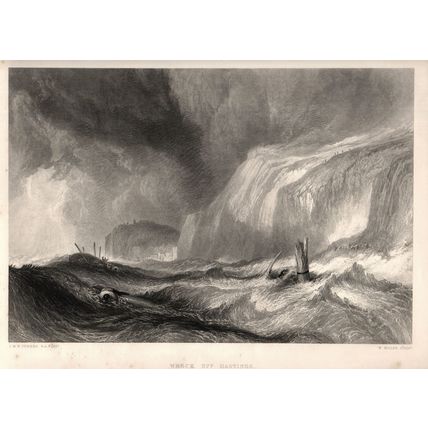 WRECK OFF HASTINGS 1866 Joseph Mallord William Turner VICTORIAN ENGRAVING