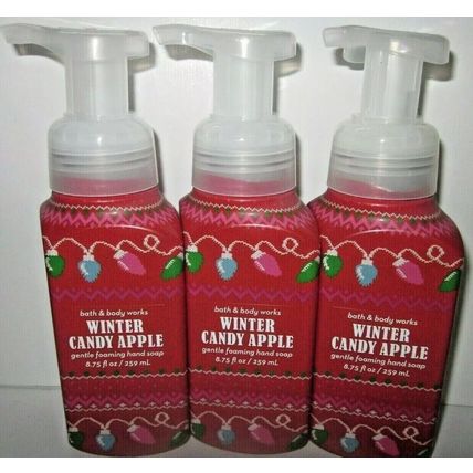 3 Bath & Body Works Hand Soap Gentle Foaming sweater label Winter Candy Apple