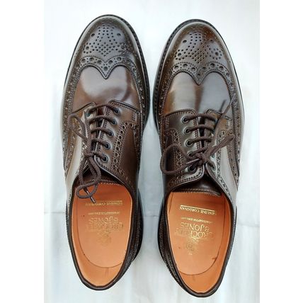 NEW UNWORN CROCKETT & JONES MENS BROWN CORDOVAN BROQUE DOUBLE RUBBER SOLE & HEEL