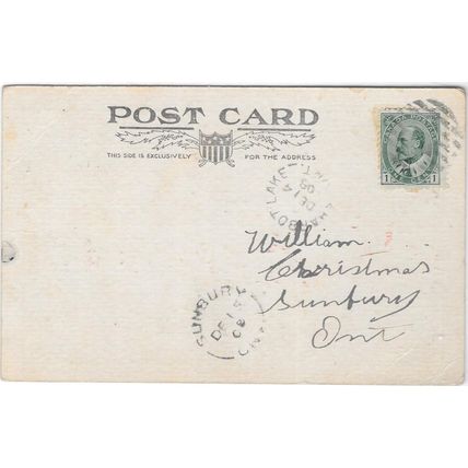 Charbot + Sunbury Ontario split ring cancel, 1908,
