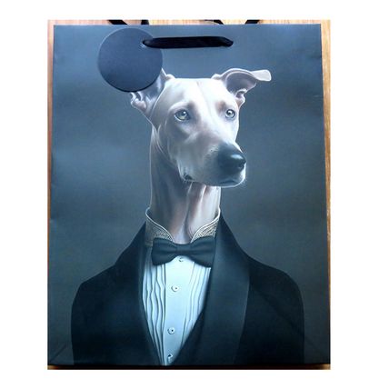 Gift Bag Suited Greyhound Dog Cynocephaly Smartly Dressed Canine 33 cm x 26 cm