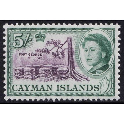 Cayman Islands QEII 1962-64 5s Plum Deep Green Fort George SG177 Mint MH