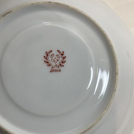 VTG Bone China Japan Tea Cup & Saucer Floral Scene Purple/Blue/White/Gold Trim