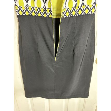 Dress Barn Womens Shift Dress Size 12 Black Green White Print Sleeveless Zip Up