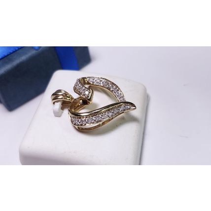 Estate .20ctw Natural Diamond Open Polished 10Kt Yellow Gold Heart Pendant#20685
