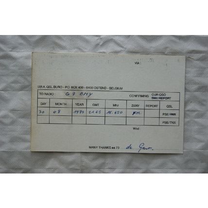1989 QSL Card Kingdom of Belgium - ON1AGX