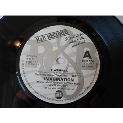 7" 1981 IMAGINATION . FLASHBACK. RBS 206.. BURNIN UP. R& B RECORDS, EXCELLENT