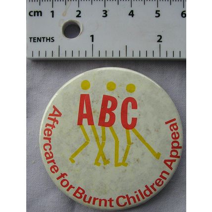 Vintage metal badge Aftercare for Burnt Children Appeal