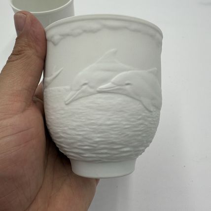 Pair Lladro Collectors Society SAILING THE SEAS CUPS CANDLE HOLDER VOTIVE WHITE