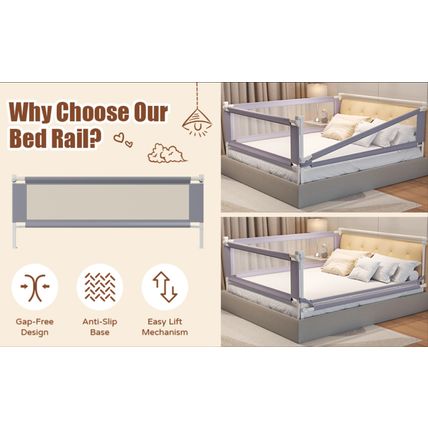 PurePapoose 3-Piece King Bed Rail – Adjustable Safety Guard for Toddlers