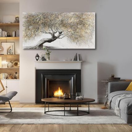 Gold Wall Art Canvas Wall Pictures Large Artwork Landscape Painting Photo Prints