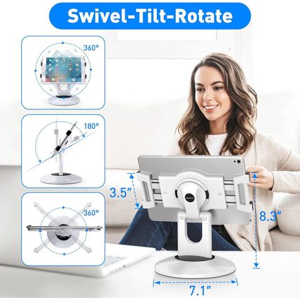 Abovetek Retail Kiosk Ipad Stand, 360° Rotating Commercial POS Tablet Stand, Fit