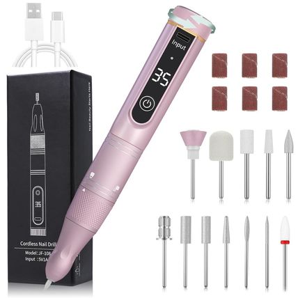 Cordless Nail Drill, 35000RPM Professional Efile Nail Drill Machine, LCD Display