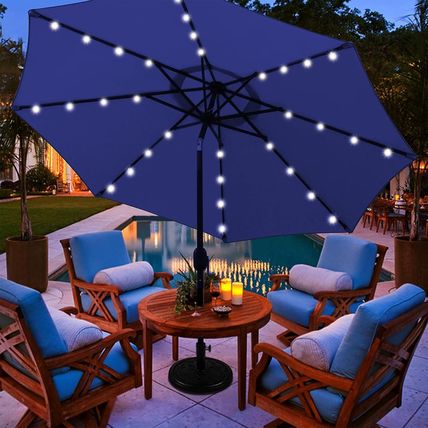 Blissun 9 Ft Solar Umbrella 32 LED Lighted Patio Umbrella Table Market Umbrella
