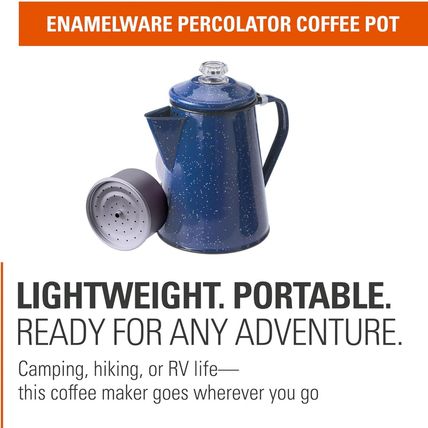 GSI Outdoors Percolator Coffee Pot | Enamelware Campfire Coffee Boiler Kettle fo