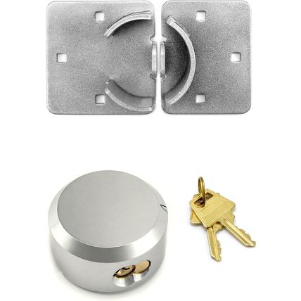 QWORK Heavy Duty Puck Lock and Hasp, 2 Pack High Security Steel Hidden Shackle K