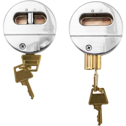 QWORK Heavy Duty Puck Lock and Hasp, 2 Pack High Security Steel Hidden Shackle K
