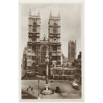 WEST TOWERS WESTMINSTER ABBEY LONDON RPPC 1930s. Valentines 209360