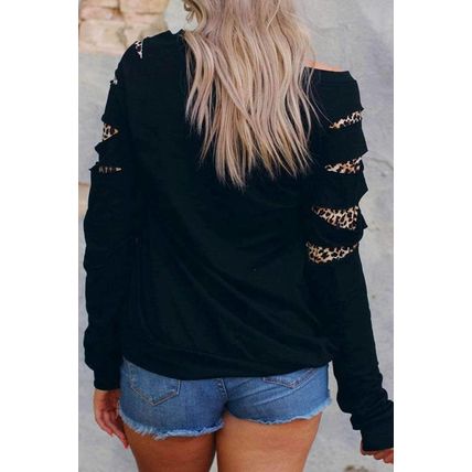 Leopard Insert Black Sweatshirt