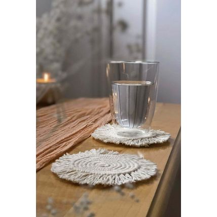 Beige Boho Tassel Macrame Placemats 15*15cm