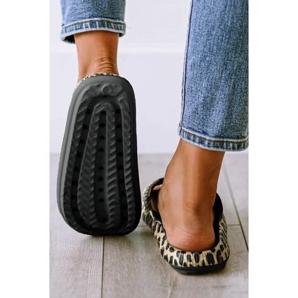 Black Print Thick Sole Slip On Slippers