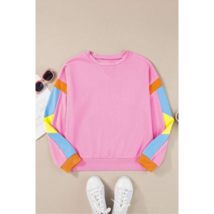 Pink Candy Colorblock French Terry Top