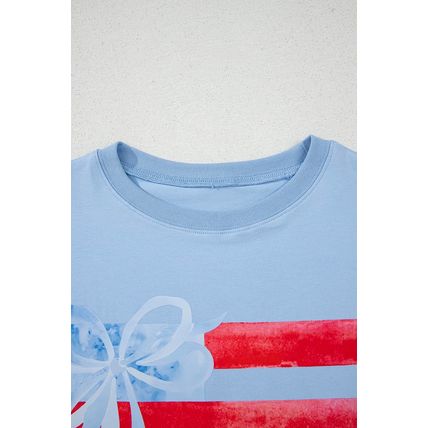Myosotis Flag Bow Graphic Crewneck Tee